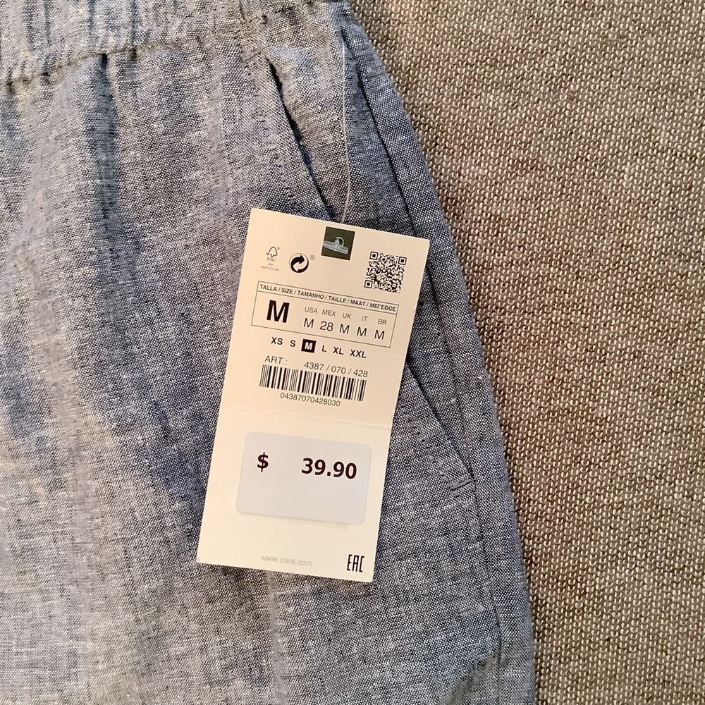 Zara Linen Chambray Pants with bow, size M - Picture 5 of 6